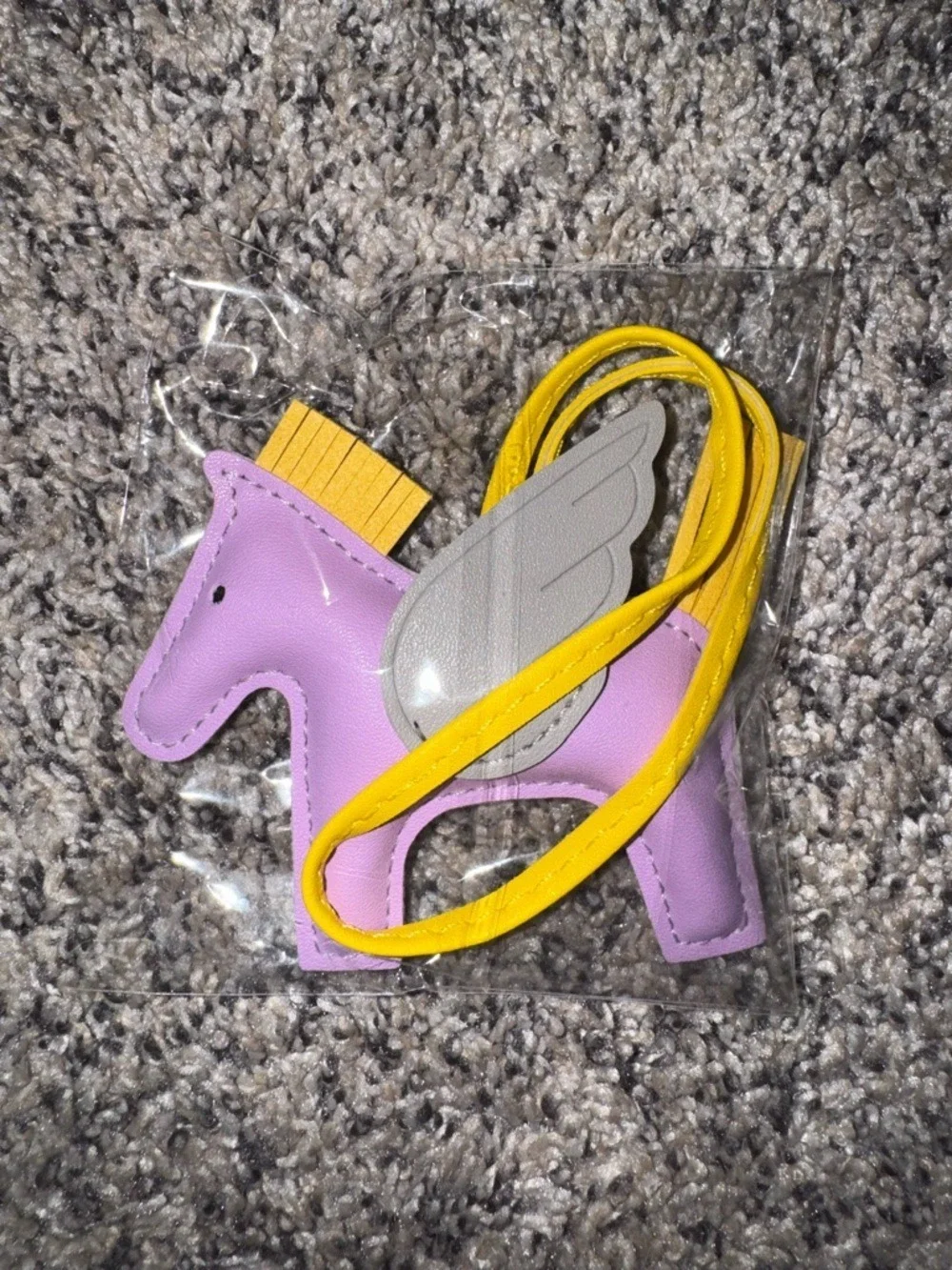 Pegasus Horse Charm Keychain Purple Yellow Winged Bag Charm
